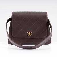 Chanel Dark Brown Caviar Single Flap Shoulder Bag - Sold for $1,792 on 05-17-2026 (Lot 645).jpg